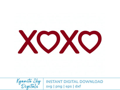 XOXO Valentine Hugs and Kisses Hearts SVG Kyanite Sky Digitals 