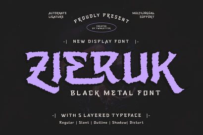 Zieruk - Black Metal Font Font twinletter 
