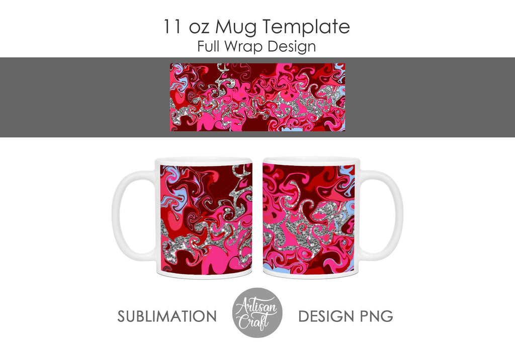 11 oz Mug sublimation template, fluid art, pastel colors