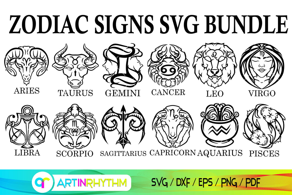 12 Zodiac Sign SVG Bundle - So Fontsy