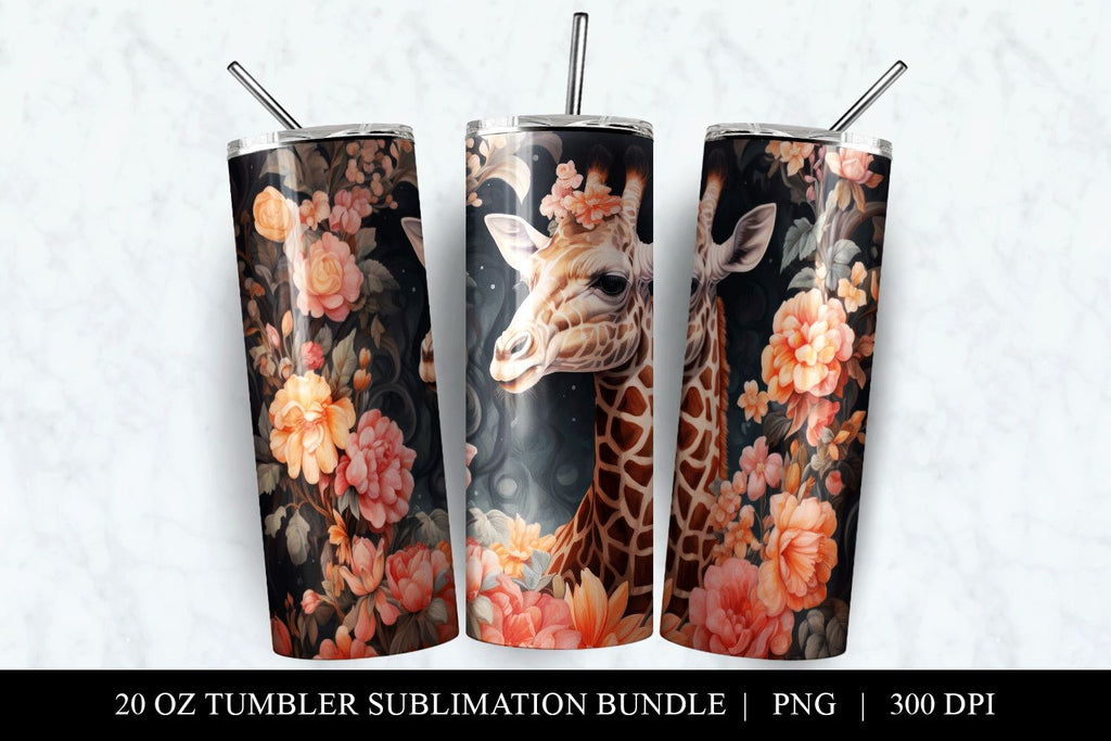 Giraffe Tumbler - Giraffe Print Skinny Tumbler Sublimation Bundle