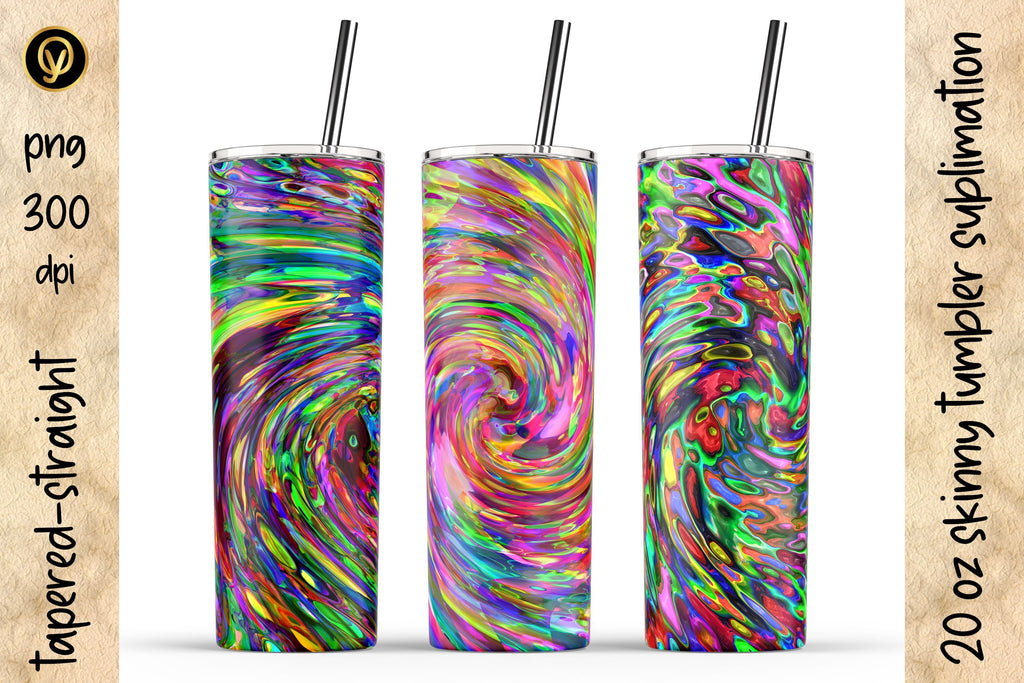 20 Oz Skinny Tumbler Abstract Swirl Sublimation - So Fontsy