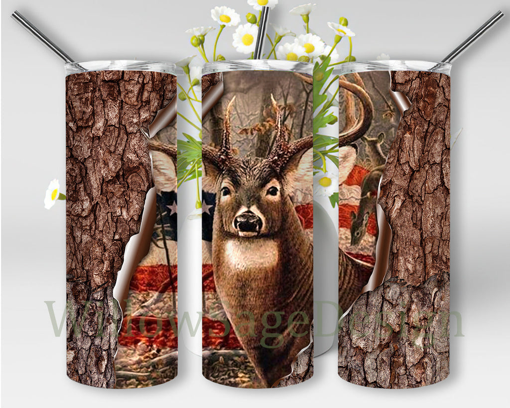 Hunting Camo man with rifle 20oz/30oz Skinny Tumbler