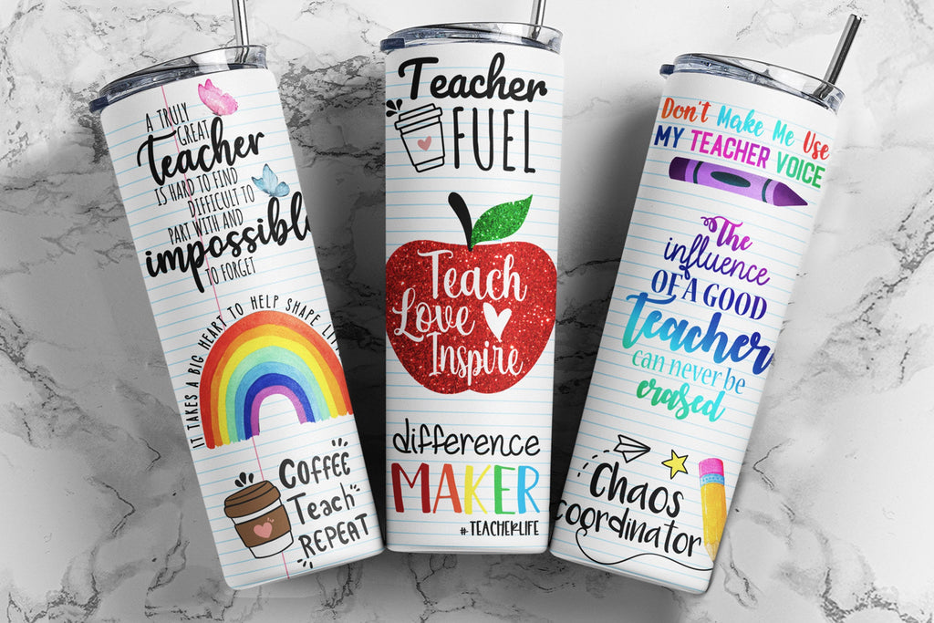 teacher drinkware gift, crayon tall skinny acrylic tumbler gift