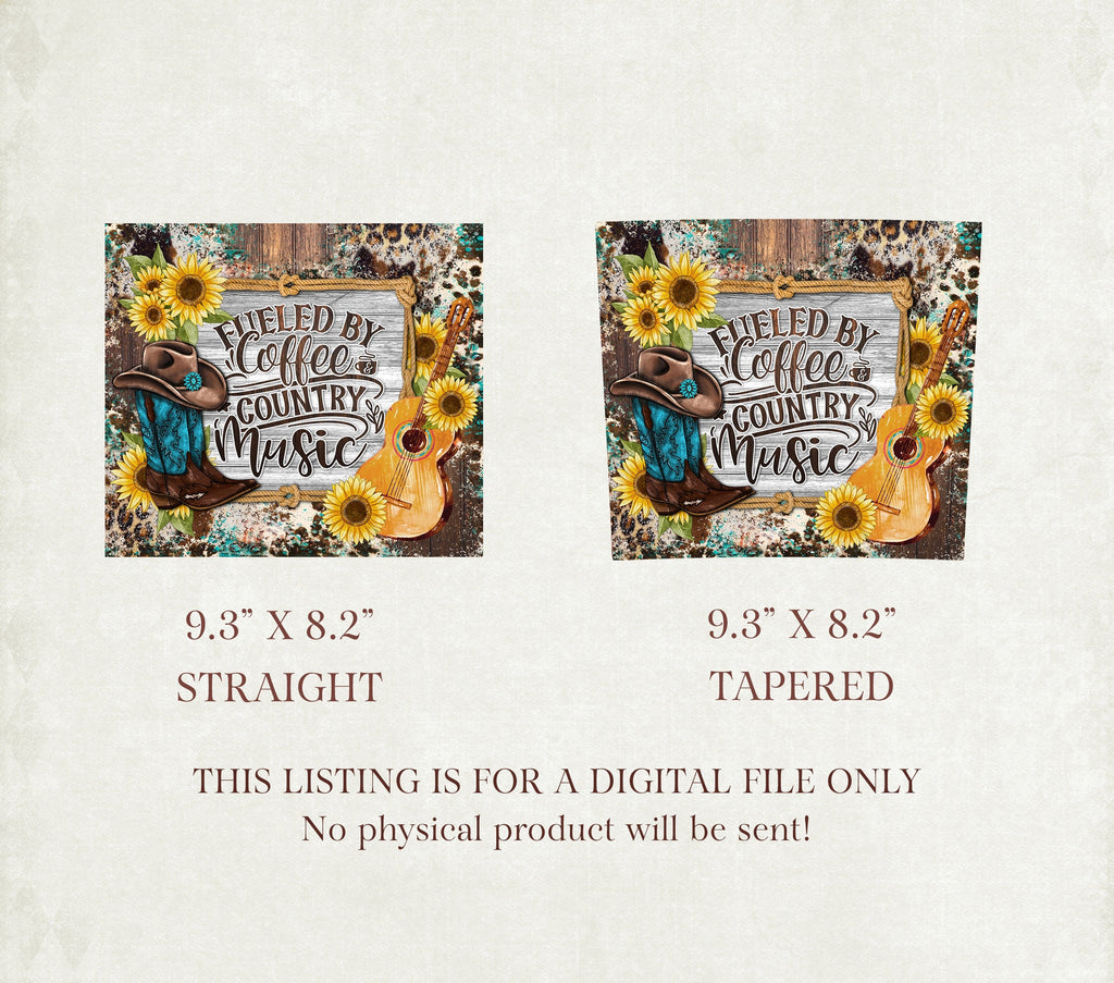 20 oz skinny tumbler sublimation design Guitar Country music digital ...
