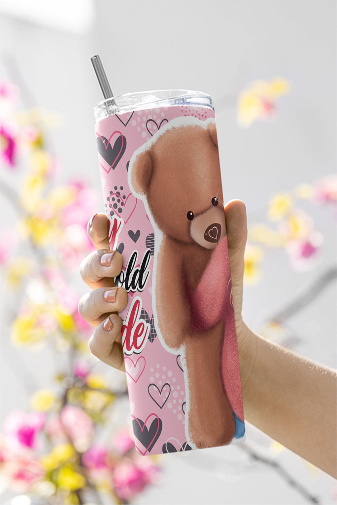 20 oz skinny tumbler template, girl and teddy bear design Tumbler ...