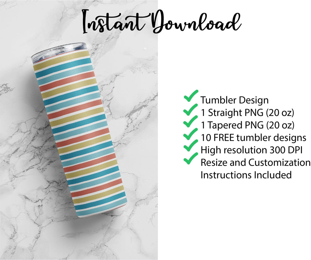 20 oz tumbler sublimation wrap Stripes seamless pattern - So Fontsy