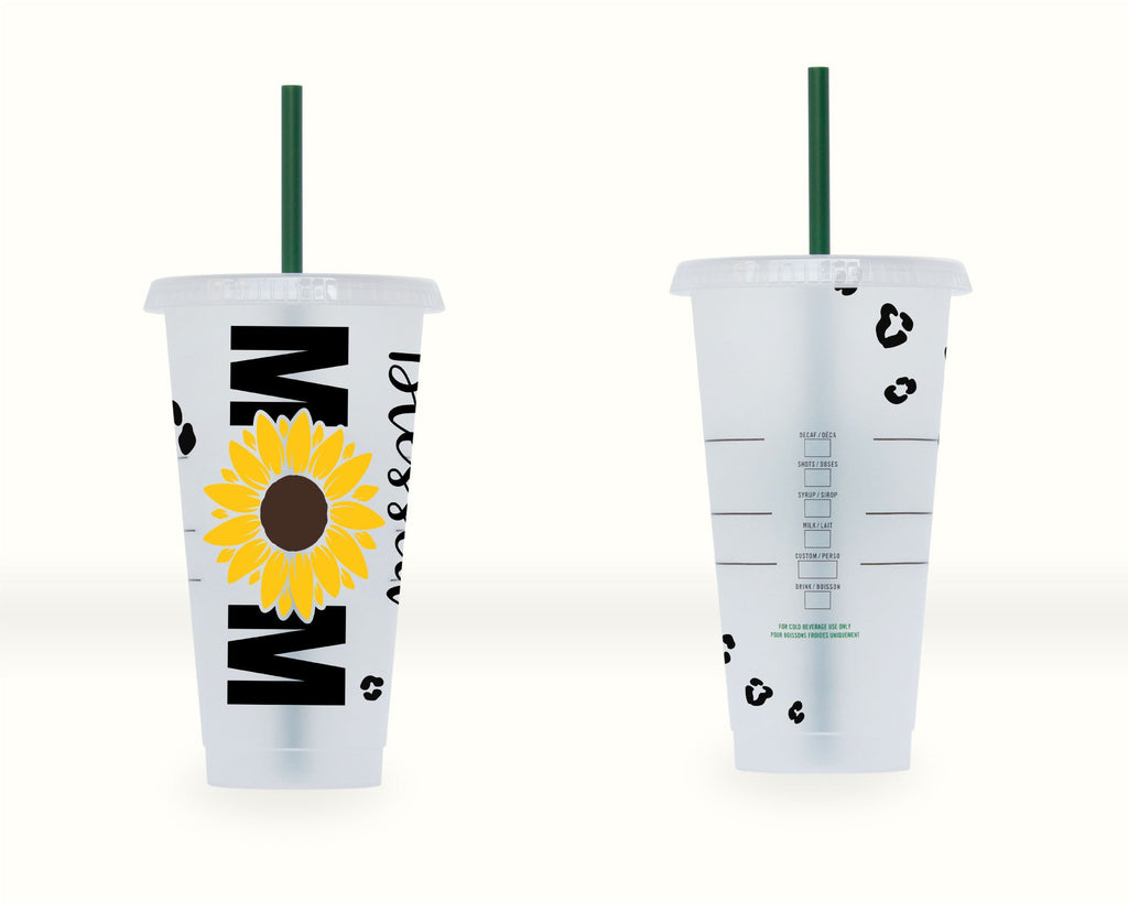 Starbucks Cold Cup with Sunflower Vinyl Decal