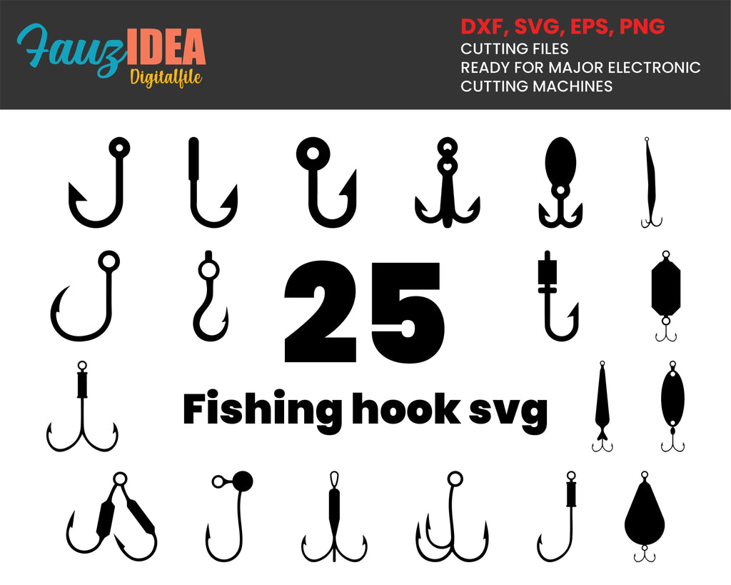 25 Fishing hook svg, Fishing hook clipart, Fisherman svg, Hooks svg, Fish svg, Fish clipart, Fishing hook clip art, Fishing hook svg