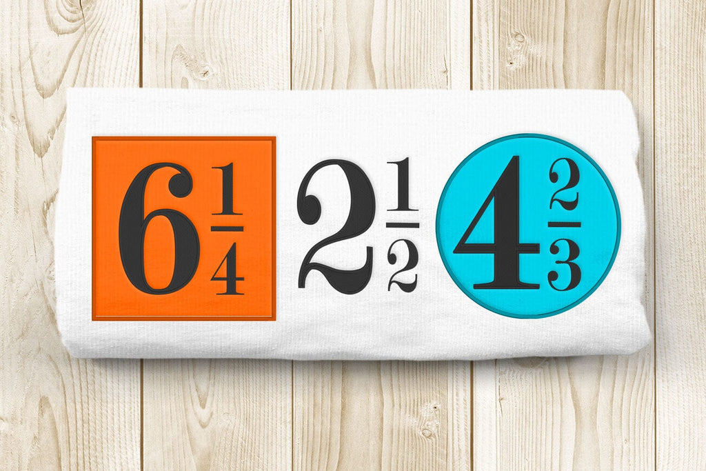 2XL Numbers and Fractions Applique Embroidery Design Set So Fontsy