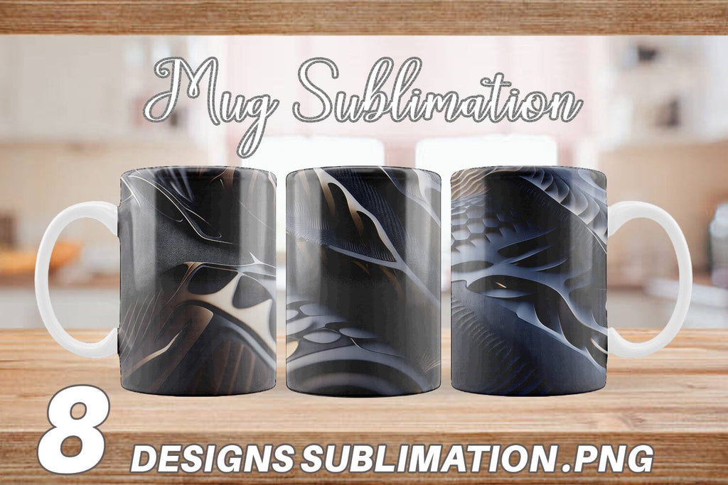 3D carbon texture Mug Wrap | Sublimation Coffee Cup - So Fontsy