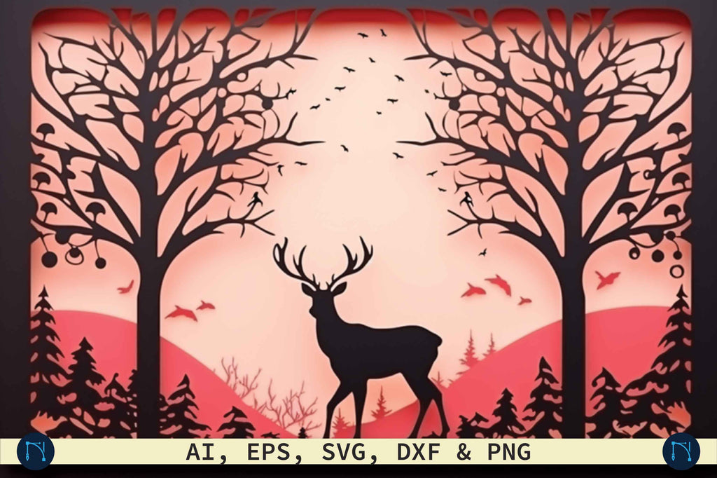 3D Christmas Shadow Box SVG - So Fontsy