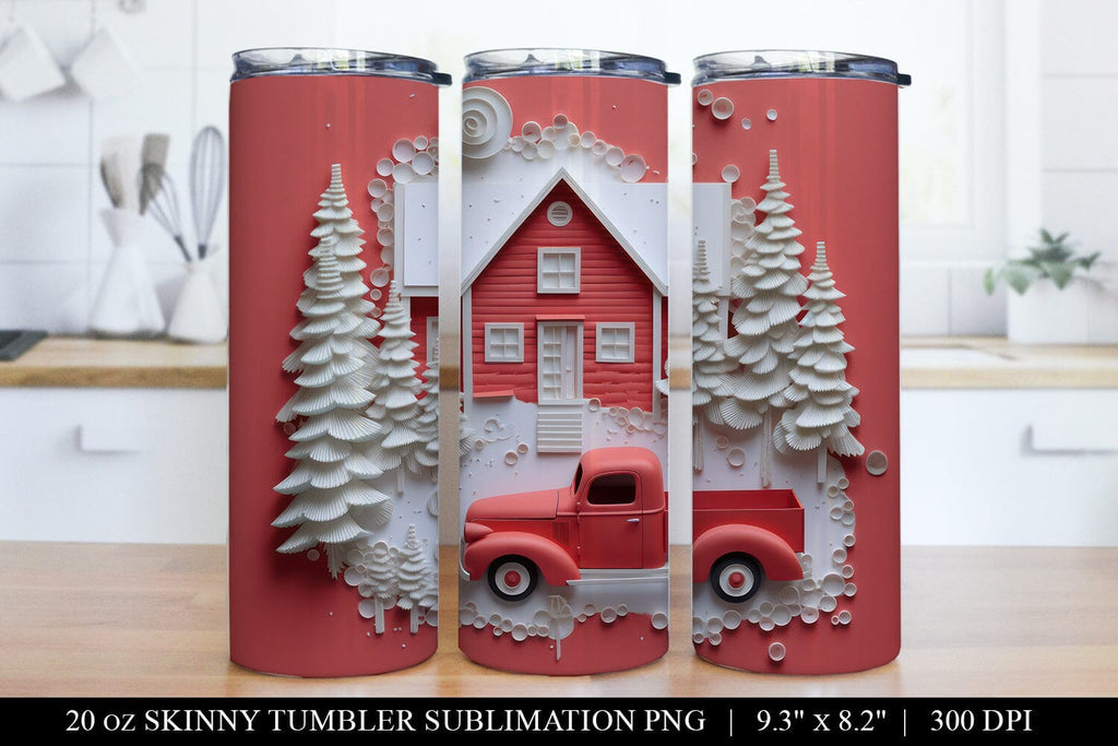 3D Christmas Tumbler Sublimation Bundle - 6 Designs - So Fontsy