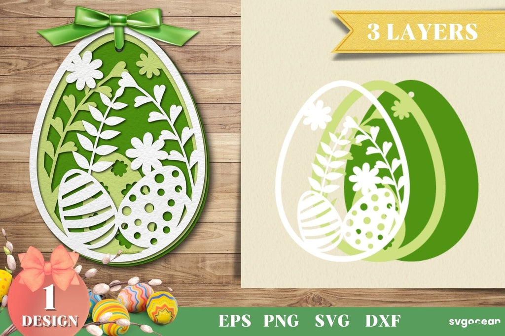 3D Easter Egg SVG Bundle | Layered Cut File - So Fontsy