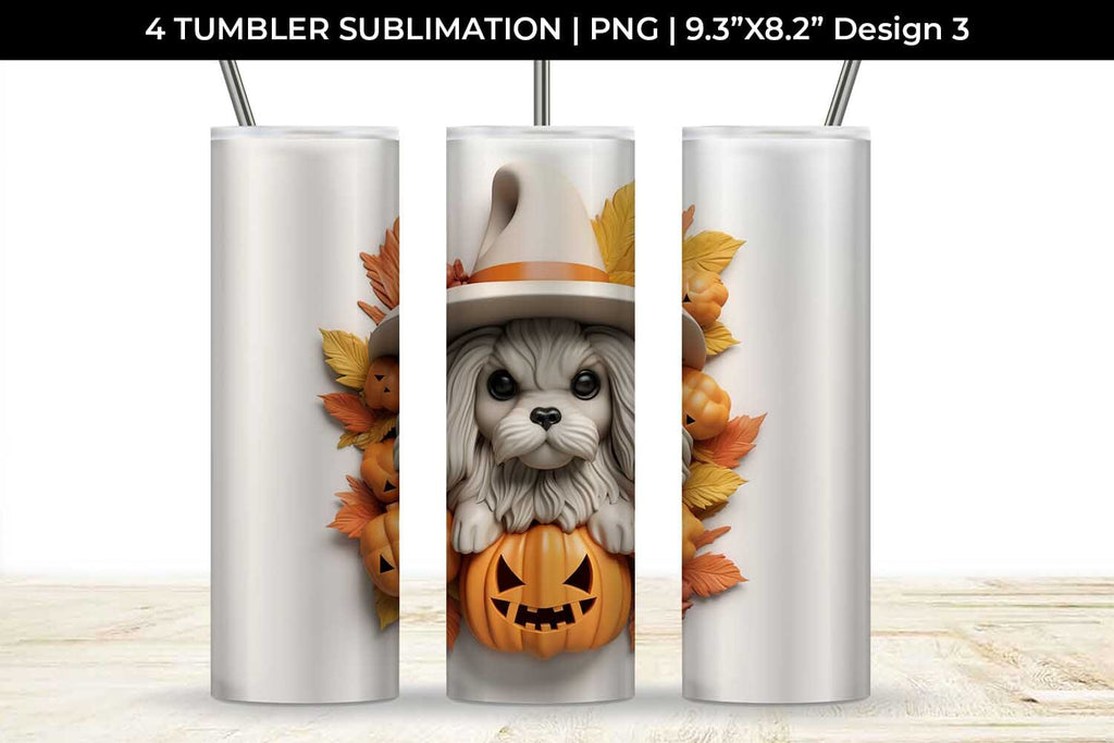 3D Halloween Shih Tzu Dog Tumbler Wrap 20 oz Sublimation PNG Bundle ...