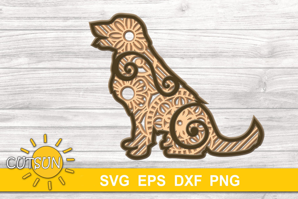3D Layered Dog Golden Retriever SVG - So Fontsy