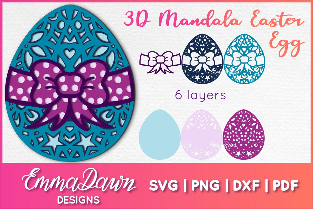 3d Layered Mandala Easter Egg SVG - So Fontsy