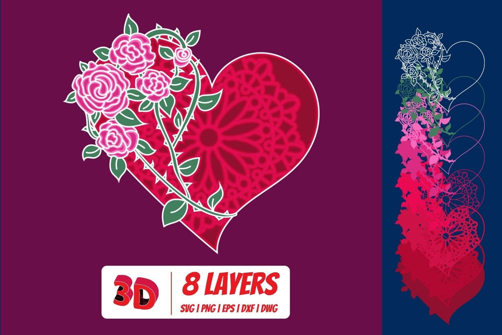 3D Valentines Day Heart SVG Bundle - So Fontsy