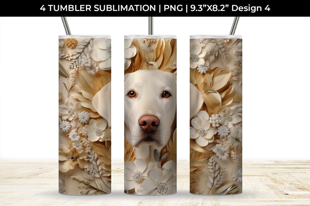 3D white Floral Labrador Retriever Dog Tumbler Wrap 20 oz Sublimation ...