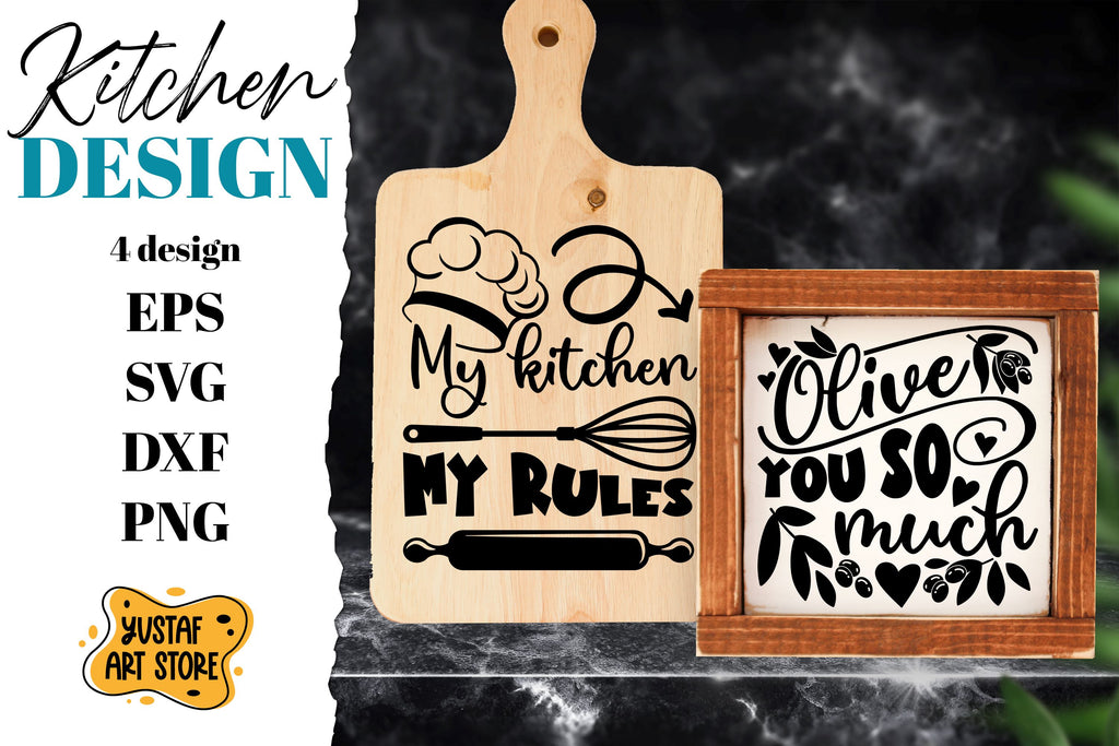 4 Kitchen SVG design. Kitchen quotes. Kitchen decor - So Fontsy