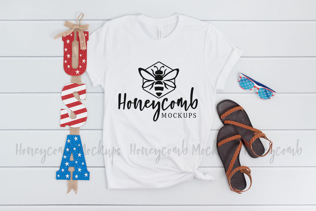 4th of July Mockup, 3001 White Mockup, Patriotic Mockup - So Fontsy