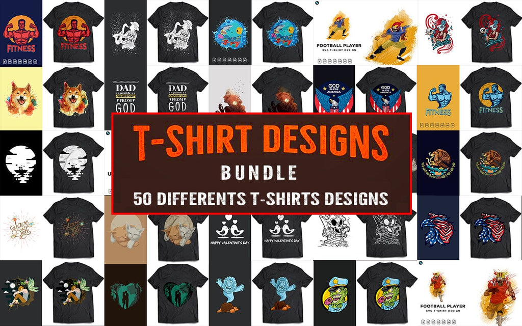 50 Different T Shirts Design Bundle So Fontsy