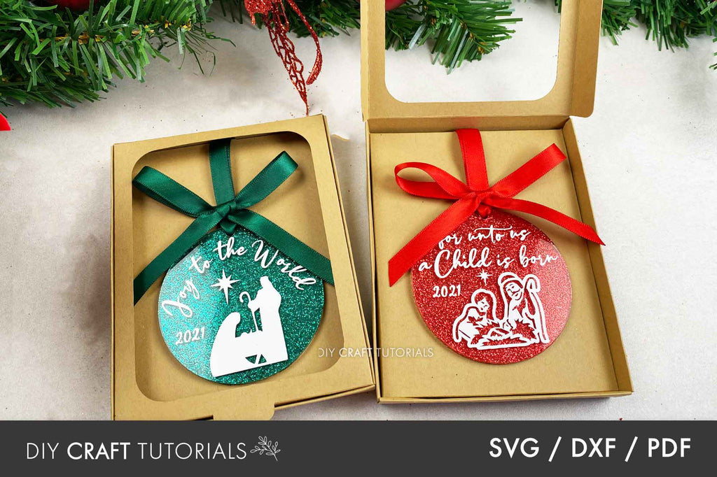 3 Round ornament gift box svg, Christmas ornament box svg - So Fontsy