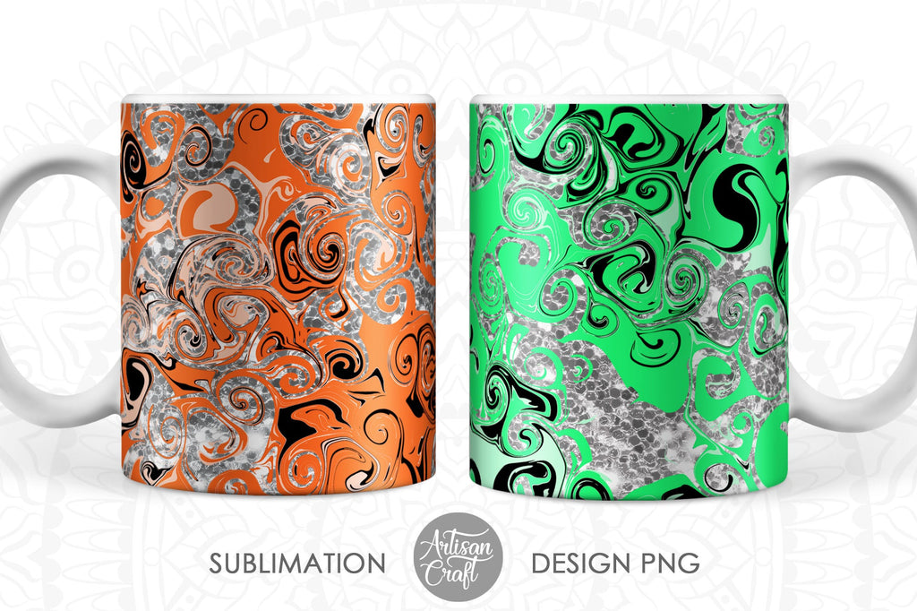 acrylic pour coffee mug Acrylic pour art mug with silver glitter and fluid art