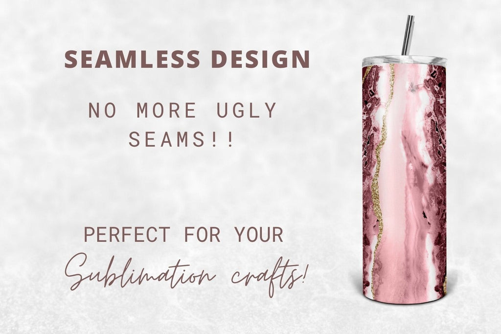 20 oz Skinny Tumbler Silver Pink Glitter Sublimation Design - Full