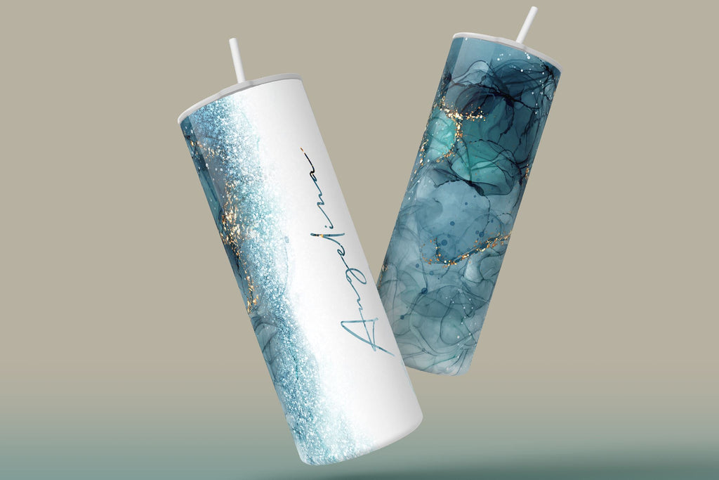 Marble Tumbler with Script Name in PERMANENT PRINT - 20 oz Hot or