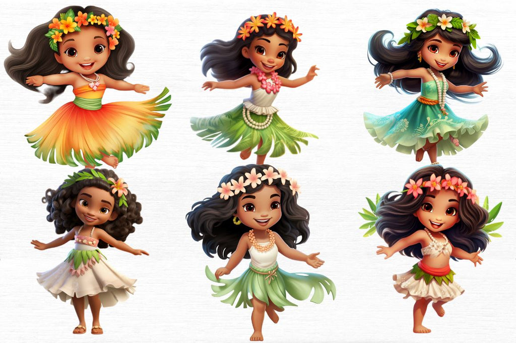 Adorable Little Hula Girl Clipart - So Fontsy
