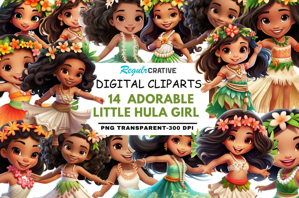 Adorable Little Hula Girl Clipart - So Fontsy