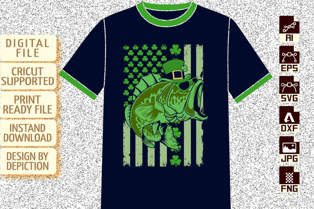 American Flag Fishing St. Patrick's Day T-shirt, St. Patrick's Day