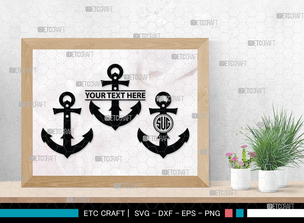 Anchor Monogram, Anchor Silhouette, Anchor SVG, Rope, Rope Anchor