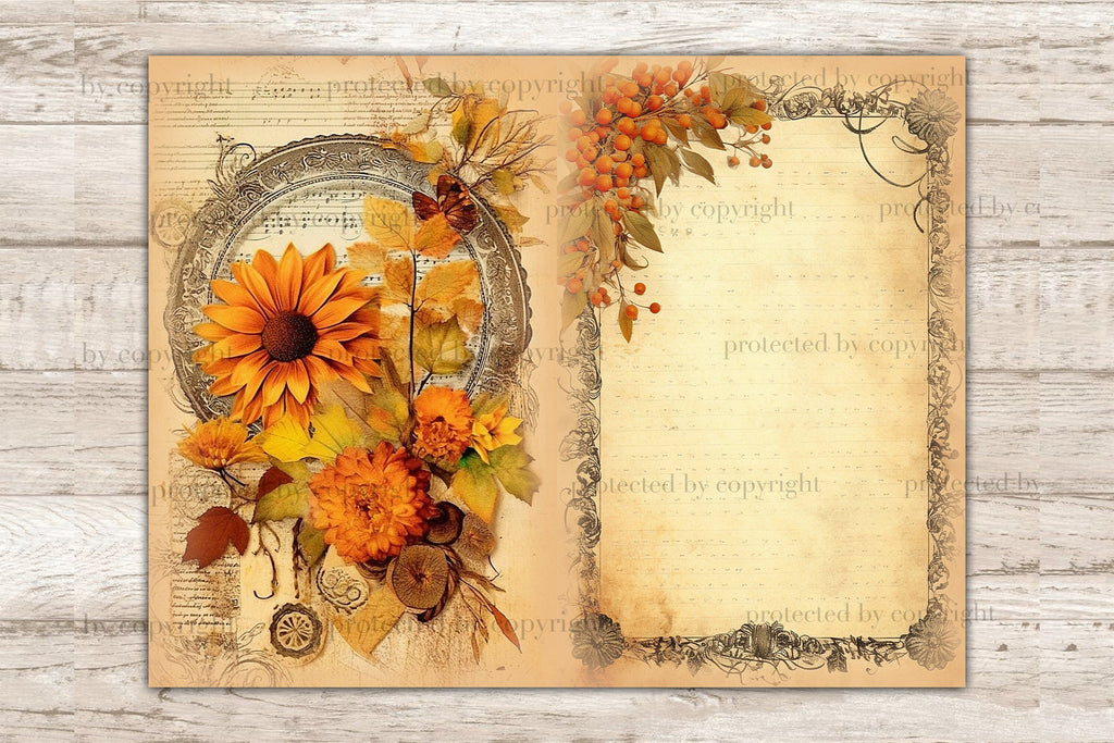 Autumn Junk Journal Pages | Fall Digital Art - So Fontsy
