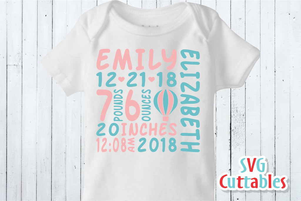 Baby Birth Announcement Hot Air Balloon - So Fontsy