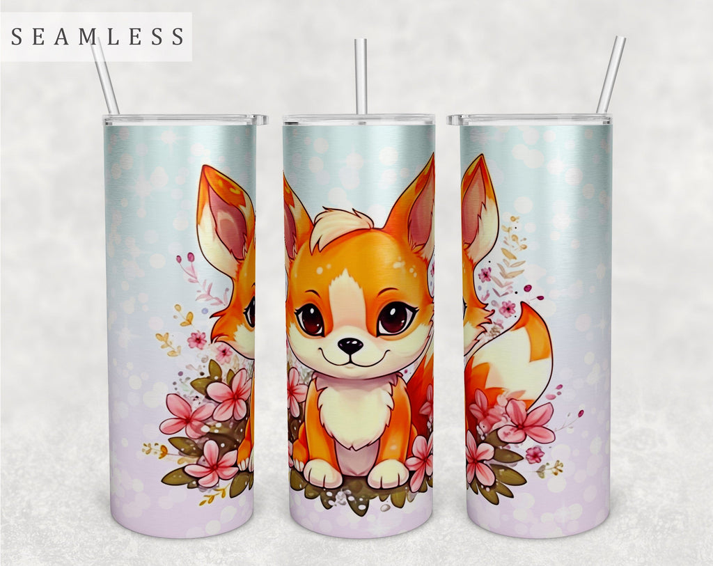 Baby Fox Tumbler Wrap, 20 Oz Skinny Tumbler Sublimation Design ...