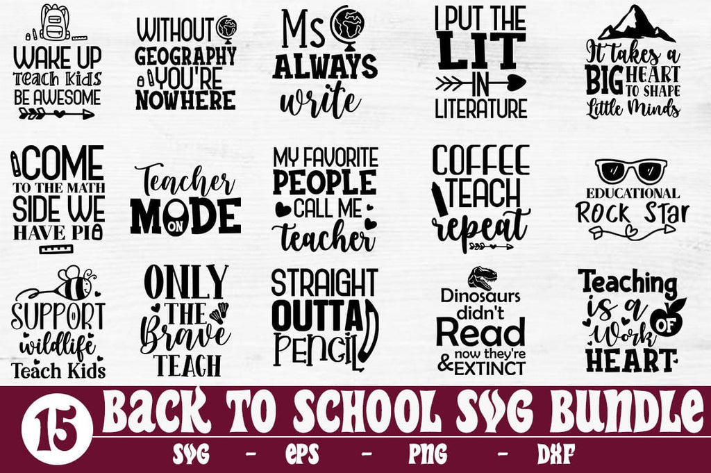 Back To School SVG Bundle, Teacher Bundle SVG - So Fontsy