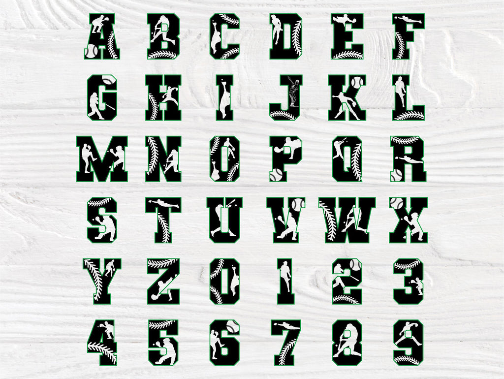 baseball numbers and alphabet bundle, sports, fonts - free svg file for  members - SVG Heart