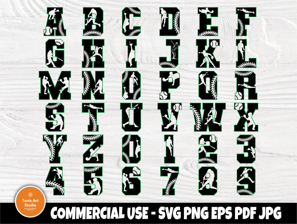 Baseball Font SVG cut file, Letters, Numbers, Monogram - Scarlett