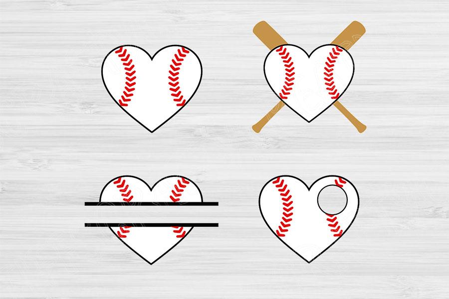 Play Ball Distressed Baseball Heart Shirt Design Svg Files for Cricut