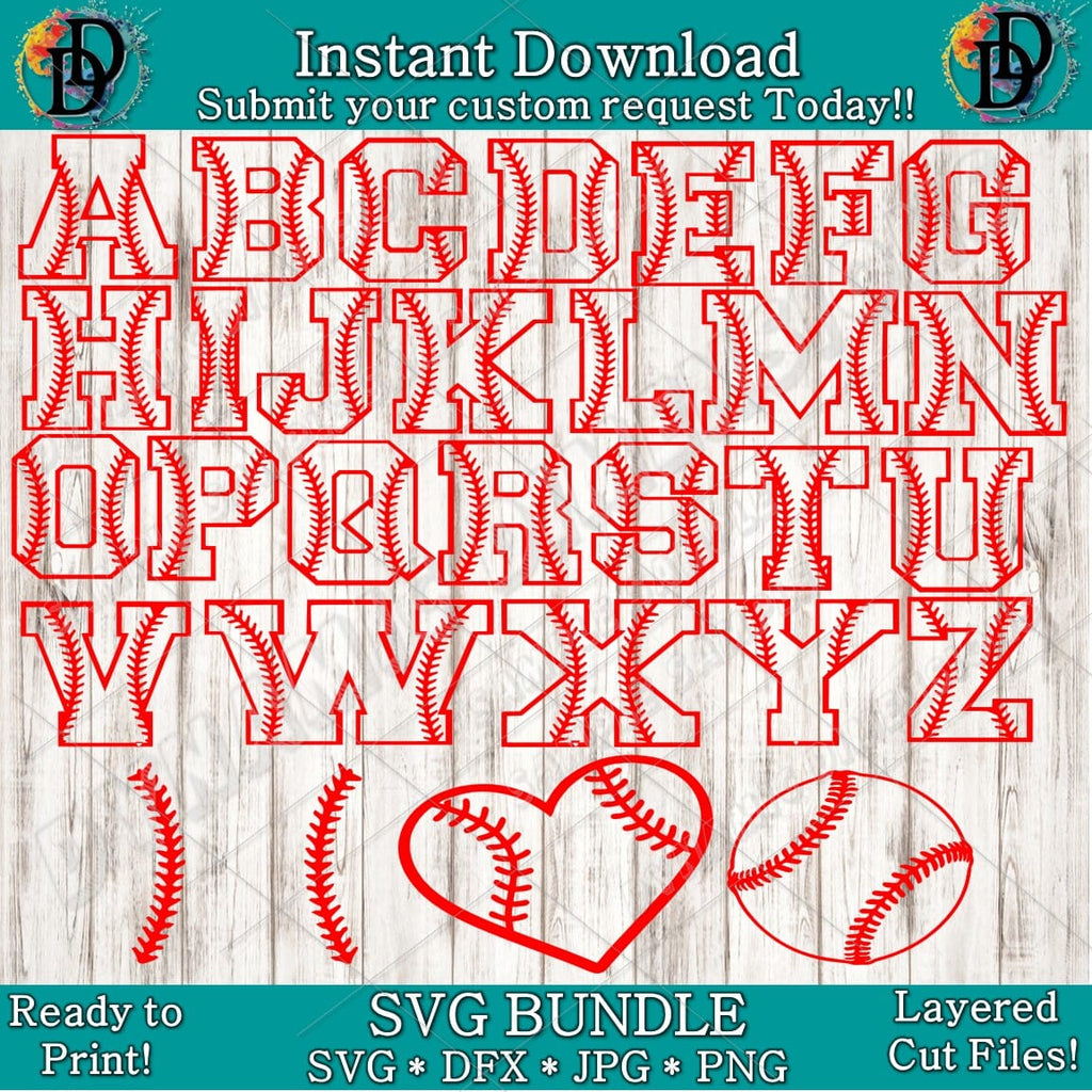 Baseball Alphabet Letters PNG Bundle