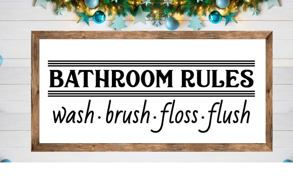Bathroom rules wash brush floss flush SVG, Bathroom rules wash brush