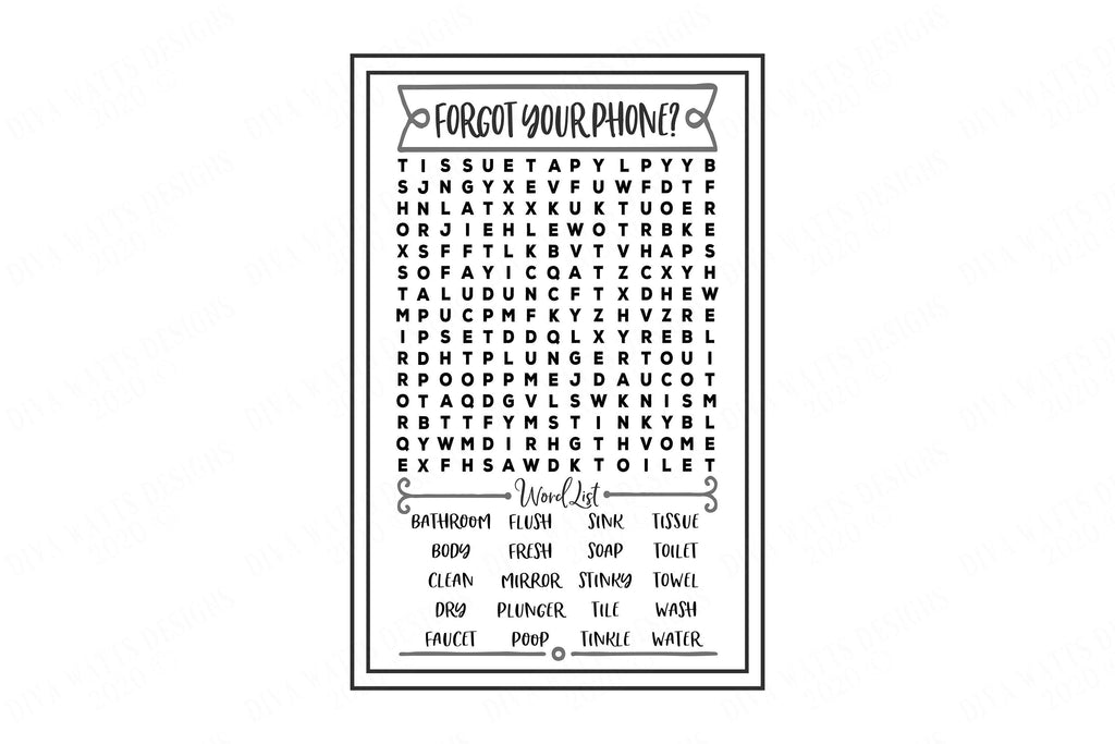 Bathroom Word Search - Farmhouse Sign - So Fontsy for Free Printable Bathroom Word Search