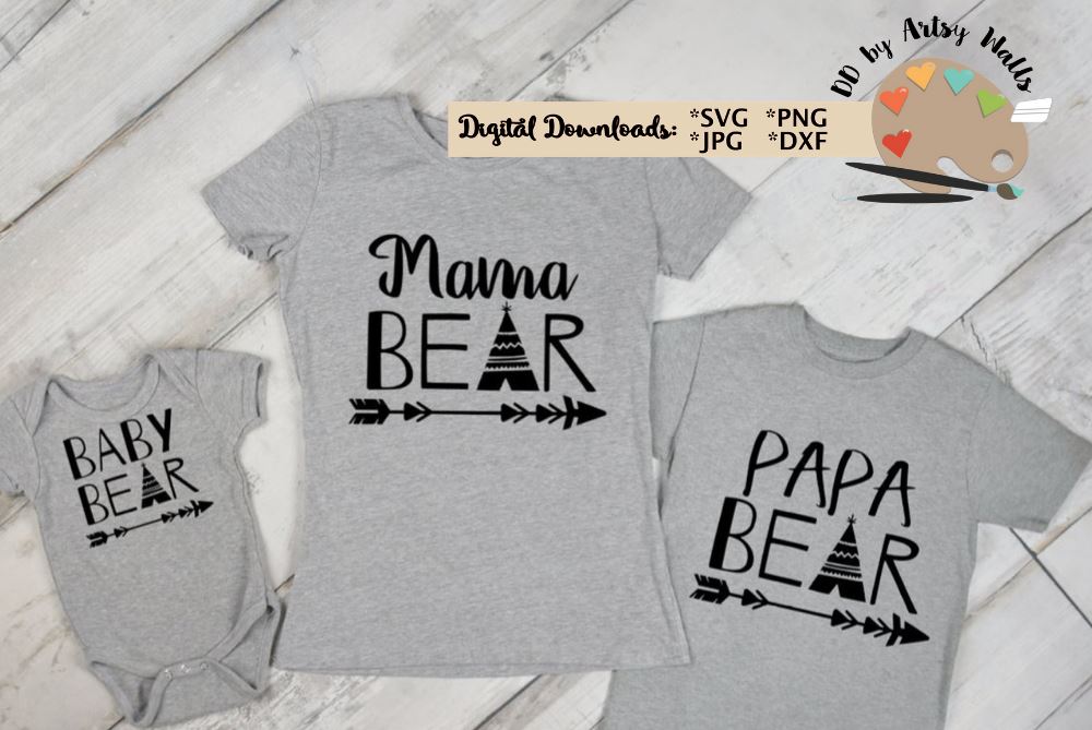 Bear Family Bundle Mama Bear Papa Bear Baby Bear - So Fontsy