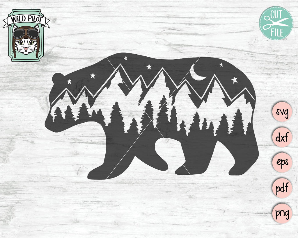 Bear and Flower - Mountain Scene Illustrated Postcard — Scandinative