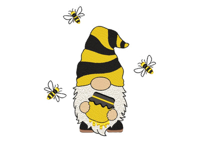 Bee Gnome Embroidery Design, 5 sizes Embroidery/Applique DESIGNS Nino Nadaraia 