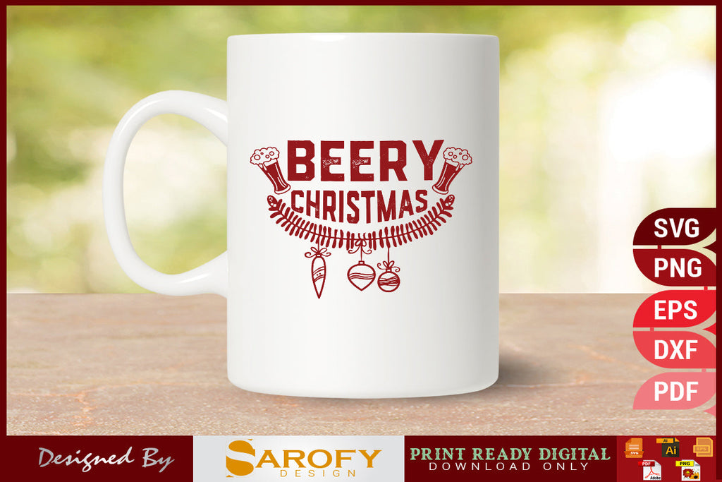 Beery Christmas funny beer lover Christmas gift design SVG So Fontsy