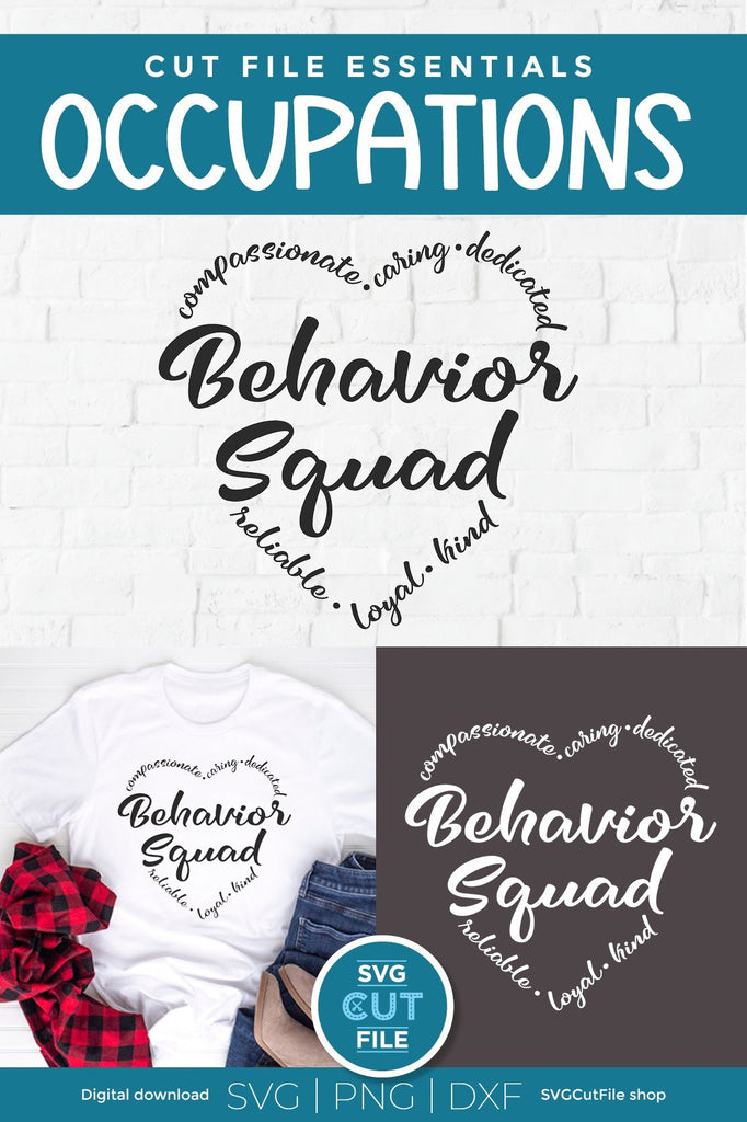 Behavior svg squad with heart shape for cutting machines