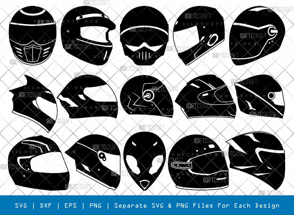Bike Helmet Silhouette, Bike Helmet SVG, Motorcycle Helmet Svg, Dirt Bike Helmet Svg, Motocross Helmet Svg, Bike Helmet Bundle, SB00931